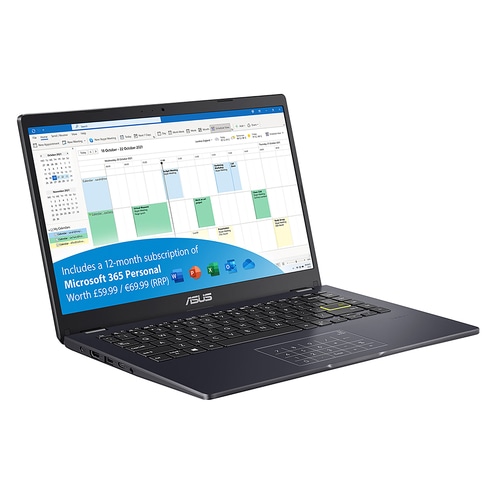 ASUS Vivobook Go 14 E410KA-EB996WS Intel Celeron N N4500 Laptop 35.6 cm (14) Full HD 4 GB DDR4-SDRAM 128 GB eMMC Wi-Fi 5 (802.11ac) Windows 11 Home in S mode Black, Blue
