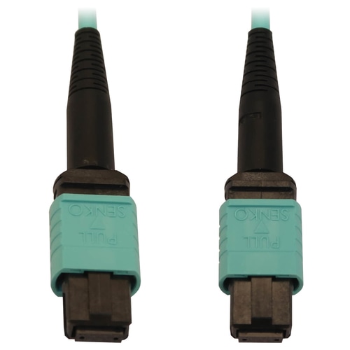 Tripp Lite N844B-05M-12-P 40/100/400G Multimode 50/125 OM3 Fiber Optic Cable (12F MTP/MPO-PC F/F), LSZH, Aqua, 5 m (16.4 ft.)