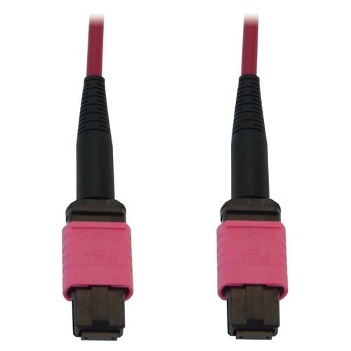 Tripp Lite N845B-15M-12-MG 100G Multimode 50/125 OM4 Fiber Optic Cable (12F MTP/MPO-PC F/F), LSZH, Magenta, 15 m (49.2 ft.)
