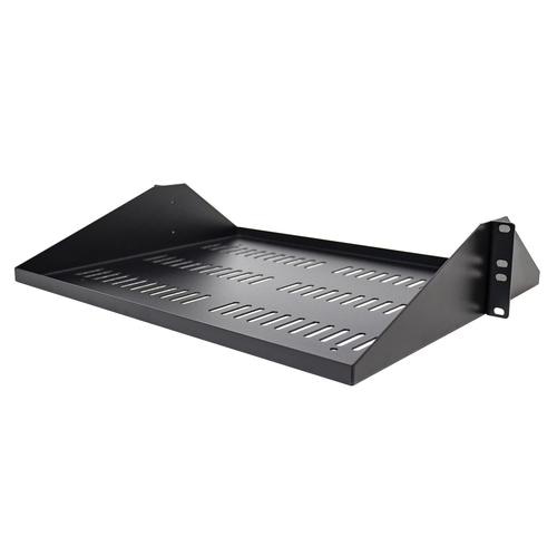 StarTech.com 2U Server Rack Shelf, Center Mounted Universal Vented Rackmount Cantilever Tray for 19 Network Equipment Rack, Heavy Duty Steel, 200lb Capacity, 14 Deep, Black