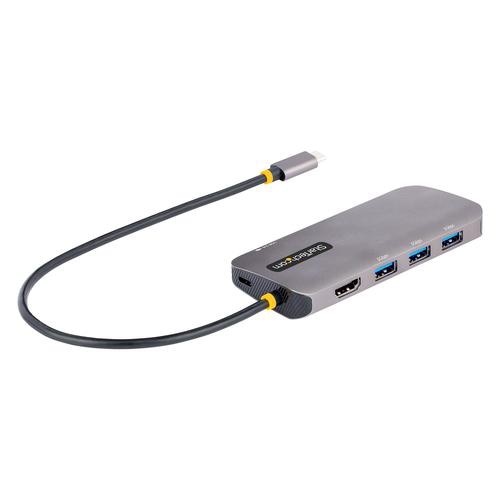 StarTech.com USB C Multiport Adapter, 4K 60Hz HDMI Video, 3 Port 5Gbps USB Hub, 100W Power Delivery Pass-Through, GbE, 12/30cm Cable, Mini Travel Dock, Laptop Docking Station