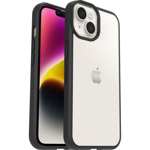 OtterBox React Case for iPhone 14 Plus, Shockproof, Drop proof, Ultra-Slim, Protective Thin Case, Tested to Military Standard, Antimicrobial Protection, Black Crystal, No retail packaging