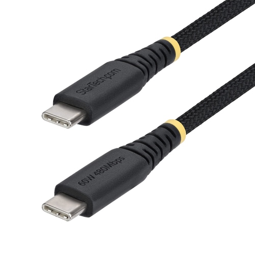 StarTech.com 1m (3ft) USB-C Charging Cable, 60W (3A) PD, Dual-Layer Braided Nylon/TPE Jacket, Rugged USB C Charging Cord, USB 2.0 Laptop Charger Cable