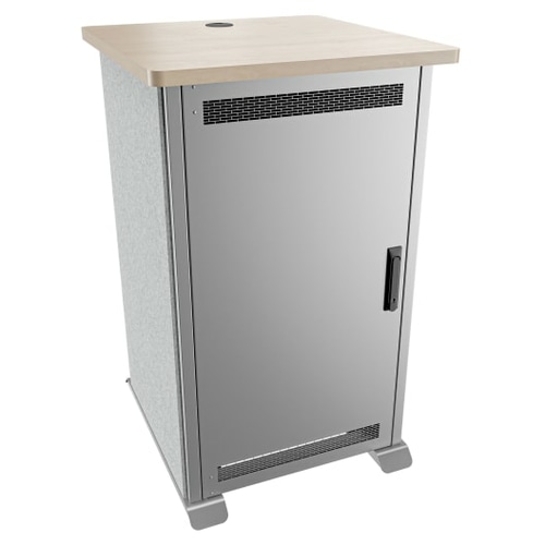 Middle Atlantic Products Forum Side Cart Rack, 20RU, 27 Deep, Wilsonart Kensington Maple, Magnesium Powdercoat, Silver Gray Felt