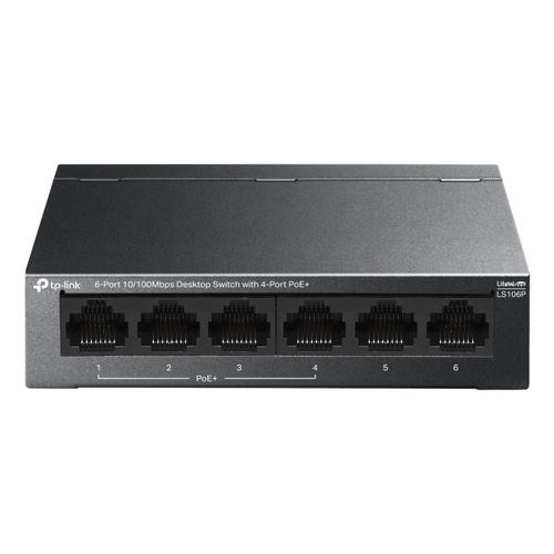 TP-Link LS106P network switch Unmanaged L2 Fast Ethernet (10/100) Power over Ethernet (PoE) Desktop Black