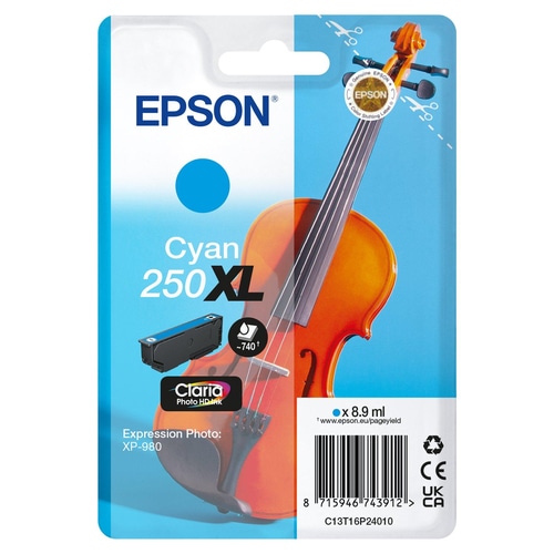 Epson 250XL Violin Claria Photo HD ink cartridge 1 pc(s) Original High (XL) Yield Cyan