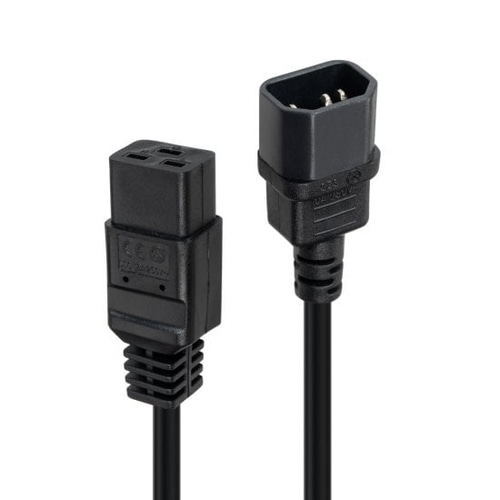 Lindy 1m C14 to C19 Mains Extension Cable, Black