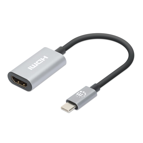 Manhattan USB-C to HDMI Cable, 4K@60Hz, 5 Gbps (USB 3.2 Gen1 aka USB 3.0), 11cm, Black/Silver, Male to Male, Polybag