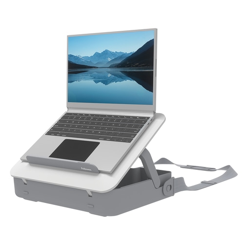Fellowes Laptop Carry Case with Built-in Laptop Stand - Breyta Lockable Laptop Carry Case for Hybrid Working & Laptops Up To 14/4KG - White