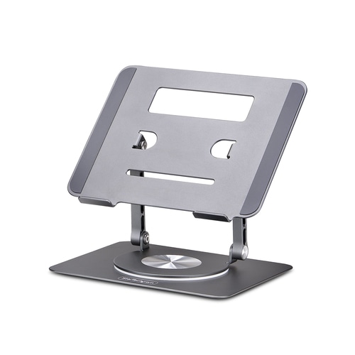StarTech.com Rotating Laptop Stand, 360 Swivel, Ergonomic Desk Riser for Computer, Elevated Tray w/ Adjustable Tilt, Max 11lb/5kg, Aluminum Build, Portable Design