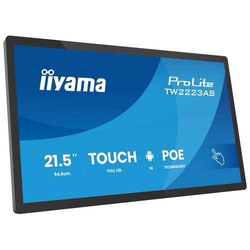 iiyama TW2223AS-B3P Signage Display Interactive flat panel 54.6 cm (21.5) Wi-Fi 450 cd/m Full HD Black Touchscreen Built-in processor Android 24/7