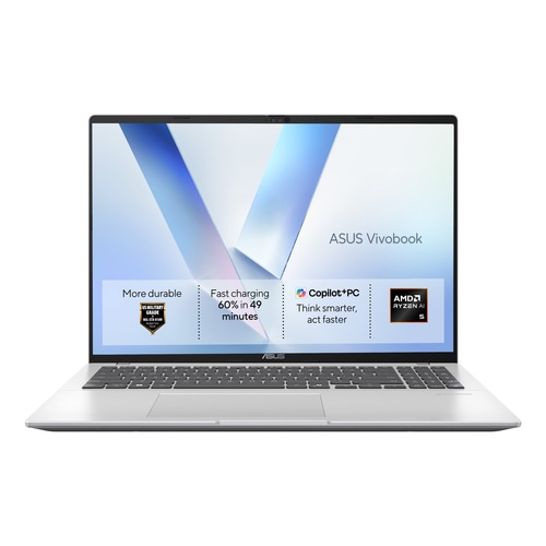 ASUS Vivobook 16 S1607KA-MB267W Copilot+ PC AMD Ryzen AI 5 330 Laptop 40.6 cm (16) WUXGA 16 GB DDR5-SDRAM 512 GB SSD Wi-Fi 6 (802.11ax) Windows 11 Pro Silver