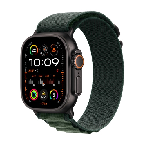 Apple Watch Ultra 2 GPS + Cellular 49mm Black Titanium Case with Dark Green Alpine Loop - Medium Demo