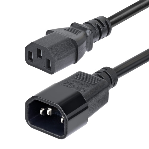 StarTech.com 4.5m (15ft) Power Extension Cord, C14 to C13 PDU Power Cord, 15A 250V, 14AWG, AC Power Cable for PDU/Power Supply, KEMA-KEUR Certified