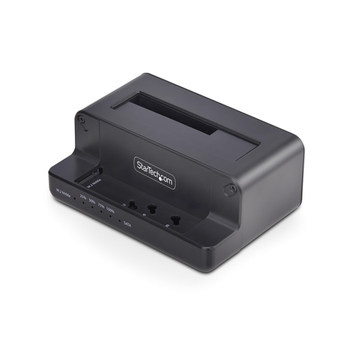 StarTech.com M.2 NVMe to 2.5/3.5 SATA Drive Duplicator, Dual Bay Standalone SSD Cloner/Drive Dock, Bidirectional NVMe to SATA / SATA to NVMe, Up to 27GBpm, TAA