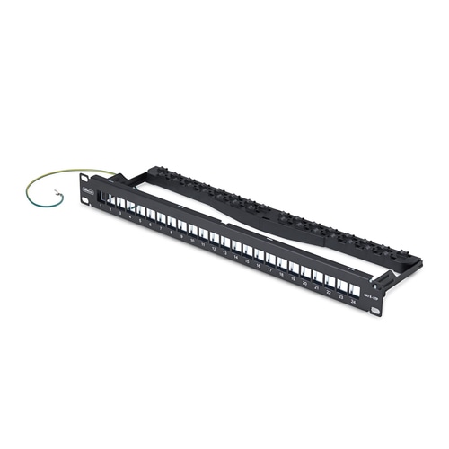 StarTech.com 24 Port 1U Blank Keystone Patch Panel with Cable Management Bar, Rackmount Cat6 Patch Panel for RJ45 STP Ethernet Network Jacks