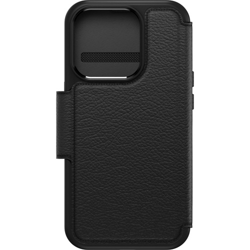 OtterBox Strada Series Folio MagSafe for iPhone 15 Pro, Shadow (Black)