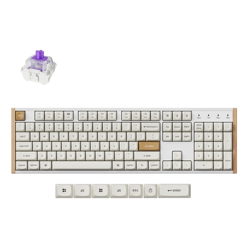Keychron K10 HE keyboard Gaming USB + RF Wireless + Bluetooth QWERTY UK English White, Wood