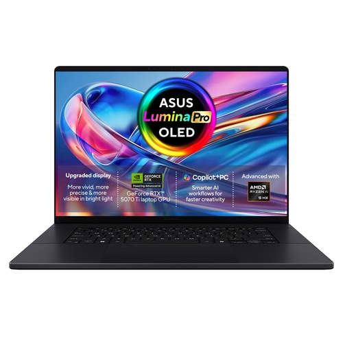 ASUS ProArt P16 H7606WR-SE004W Copilot+ PC AMD Ryzen AI 9 HX 370 Laptop 40.6 cm (16) Touchscreen WQUXGA 32 GB LPDDR5x-SDRAM 2 TB SSD NVIDIA GeForce RTX 5070 Ti Wi-Fi 7 (802.11be) Windows 11 Home Black