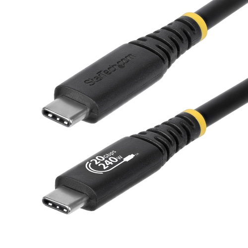 StarTech.com 2m (6ft) USB4 Cable, 20Gbps, USB-IF Certified USB-C Cable, 240W PD EPR, 4K 120Hz DP 1.4, TPE Jacket, Black USB-C Cord
