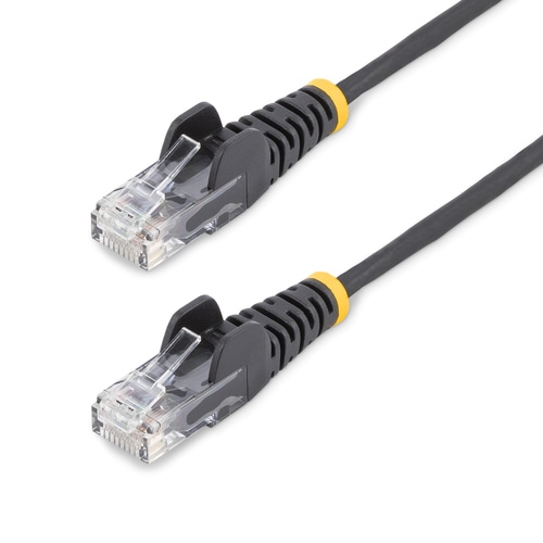 StarTech.com 25cm Black Slim CAT6 Ethernet Cable, Snagless, 100W PoE, UTP, LSZH, 28AWG Pure Bare Copper Wire, Slim RJ45 Network Patch Cord w/Strain Reliefs, Fluke Tested