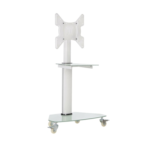 Tripp Lite DMCS3255SG62W Premier Rolling TV Cart for 32 to 55 Displays, Frosted Glass Base and Shelf, Locking Casters, White