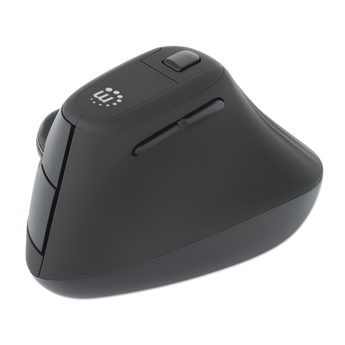 Manhattan Ergonomic Vertical Wireless Mouse (Right Handed), Black, Adjustable 800/1200/1600dpi, 2.4Ghz (effective range up to 10m), Six Button with Scroll Wheel, Nano USB-A receiver, AA battery (included)