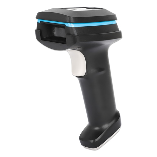 Manhattan 2D Long Range LED Barcode Scanner, USB, 450mm Scan Depth, Max Ambient Light 100,000 lux (sunlight), Supports symbologies - 1D (x21 versions) and 2D (x10 versions), Scanner RJ45 to USB 1.8m cable (most popular type, which is USB-A), Black, 3 Year Warranty