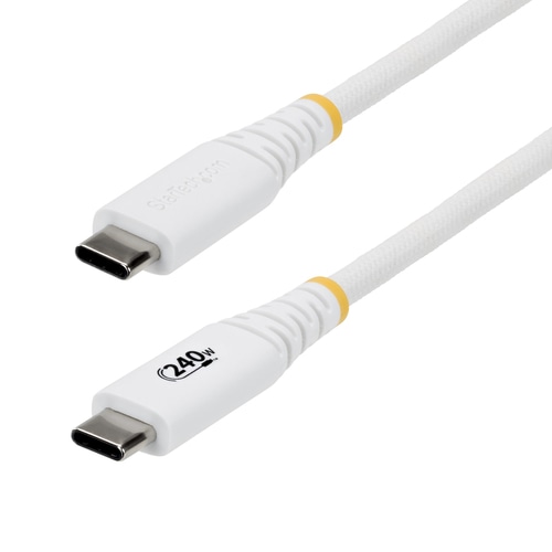 StarTech.com 3m (10ft) USB-C Charging Cable, Durable and Ultra-Flexible, 240W (5A) PD EPR, USB 2.0 Laptop Charger Cable, USB-IF Certified, Rugged USB-C Charging Cord - White