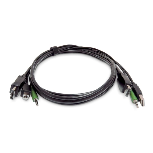 StarTech.com 10ft (3m) Dual-DisplayPort KVM Cable, USB 2.0, 3.5mm Audio, Universally Compatible Combo Cable for KVM Switches, TAA Compliant