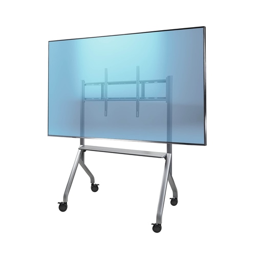StarTech.com Easel-Style TV Cart for up to 100-inch and 220lb / 100kg Displays, Height Adjustable Rolling / Mobile Stand, 3 Lockable Wheels for Easy Transport