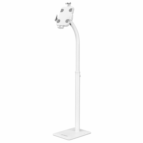 Manhattan Floor Stand (Anti theft) for Tablet and iPad, Universal, 360 Rotation, Tilt +20 to -110, White, Lockable, Tablets 7.9 to 11, Height adjustable 790 to 1190mm,Extendable clamps: height 200 to 246mm/width 129 to 181mm,Can be bolted to floor (parts incl)