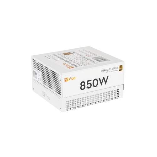 VIDA 850W Heracles White ATX 3.1 Gaming PSU, 80+ Bronze, 140mm Ultra-Quiet FDM Fan, Flat White Cables, PCIe 5.1, Power Lead Not Included power supply unit 24-pin ATX