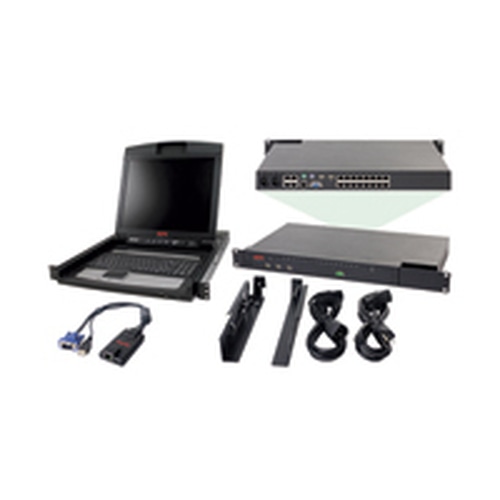 APC 2x1x16 IP KVM w/ 17 Rack LCD & USB VM Server Module Bundle KVM switch Rack mounting Black