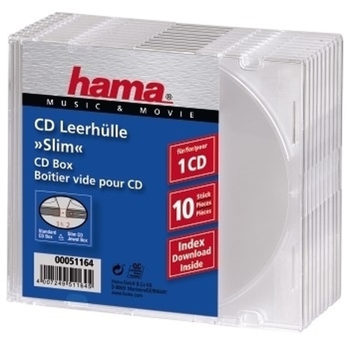Hama CD Slim Empty Box, pack 10, transparent 1 discs