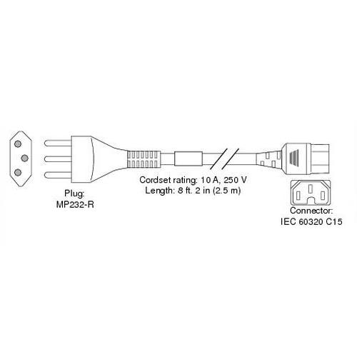 Cisco CAB-C15-ACS= power cable 2.5 m SEV 1011 C15 coupler