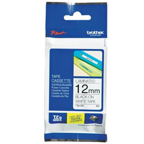 Brother Non laminated black on white tape